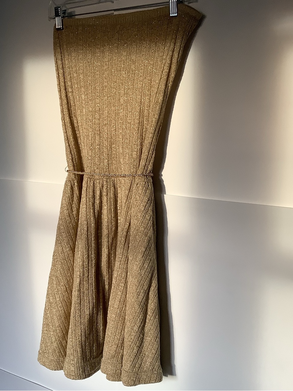 Free People Knit Gold Strapless Dress with Rope Tie Size Small